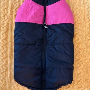 Hot Pink Quilted Dog Jacket with Black Trim